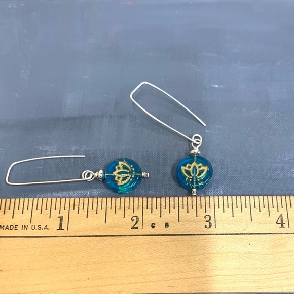 Blue Lotus Earrings Sterling Silver by Anne More Jewelry NWT - Picture 3 of 7